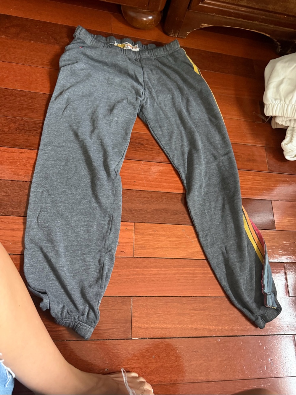 Aviator Nation Gray Joggers with Rainbow Side Stripe